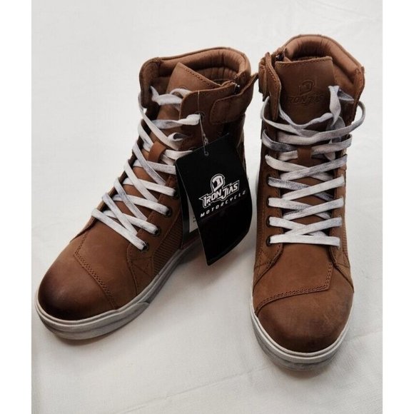 Iron Jias Retro Leather Motorcycle Boots XZ006 Brown Mens EU 42 US 8.5 - Picture 10 of 11